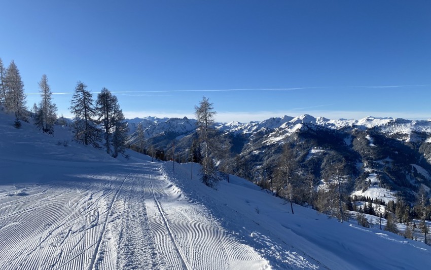 Die Piste runter, aber wo ist die Hütte ?