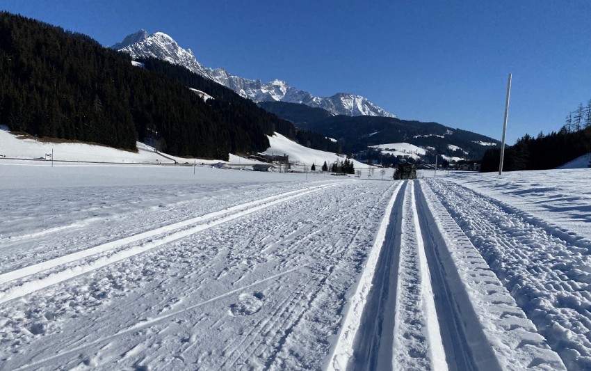 Perfekt gespurte Loipen im Tal